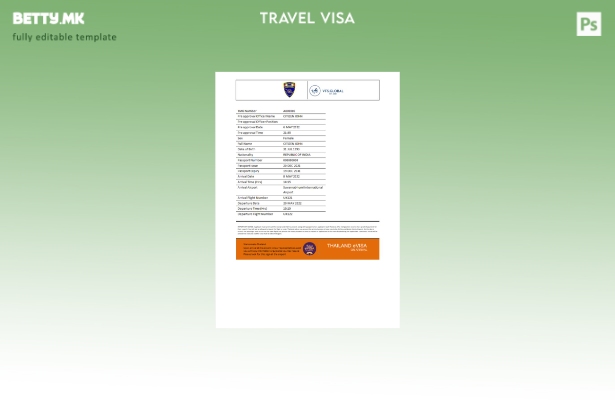модерен стил Тајланд е виза во шаблон за Word и Pdf